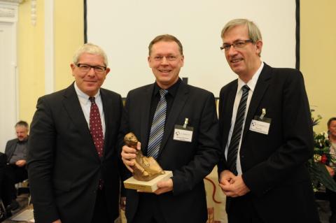Helmut Graf (Vorstand VNR AG) , Pastor Andreas Brummer, Preisträger Beste Predigt 2014, Prof. Dr. Reinhard Schmidt-Rost, Laudator